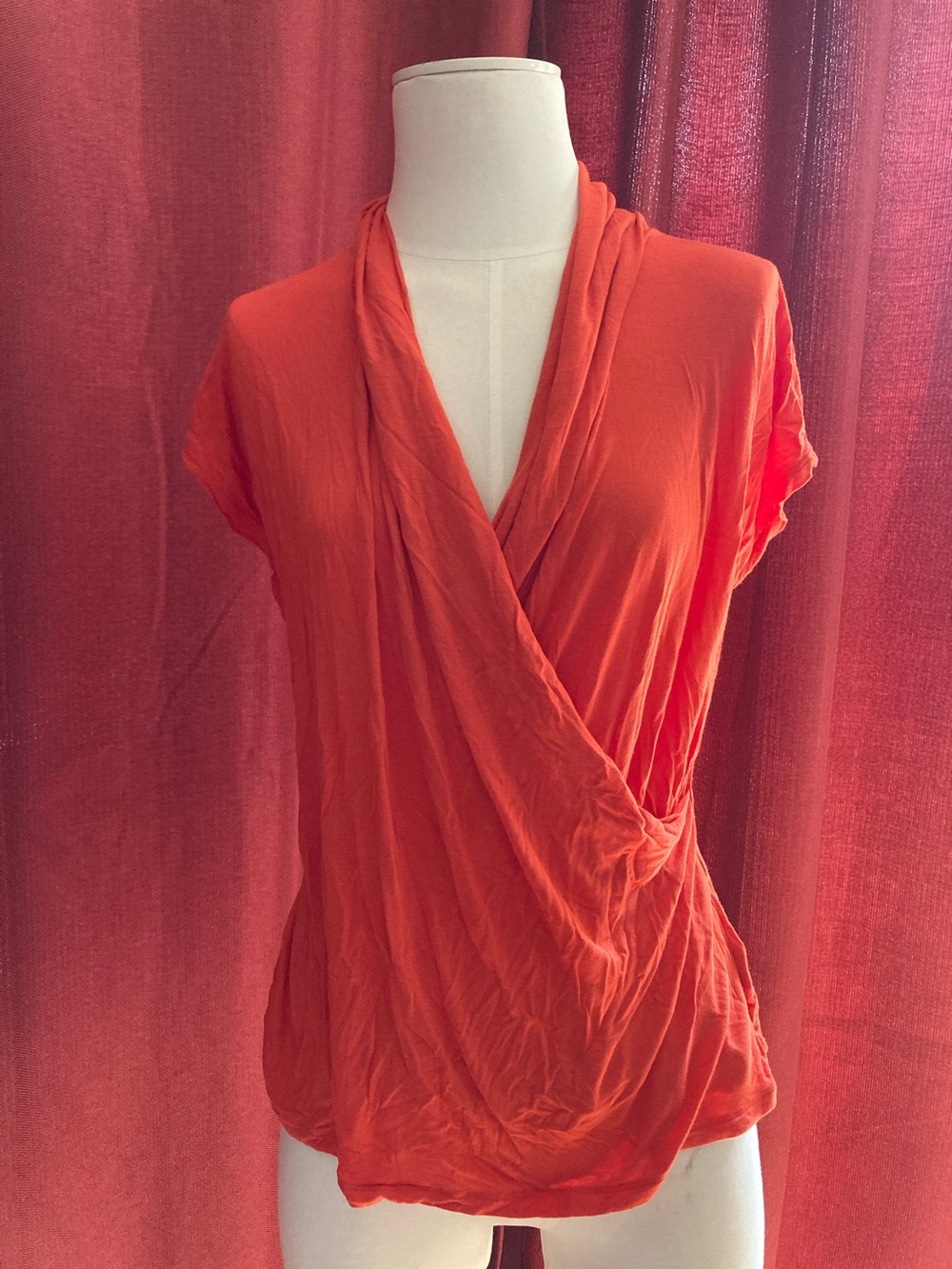 Lauren by Ralph Lauren Women’s Orange Draped Surplice Top